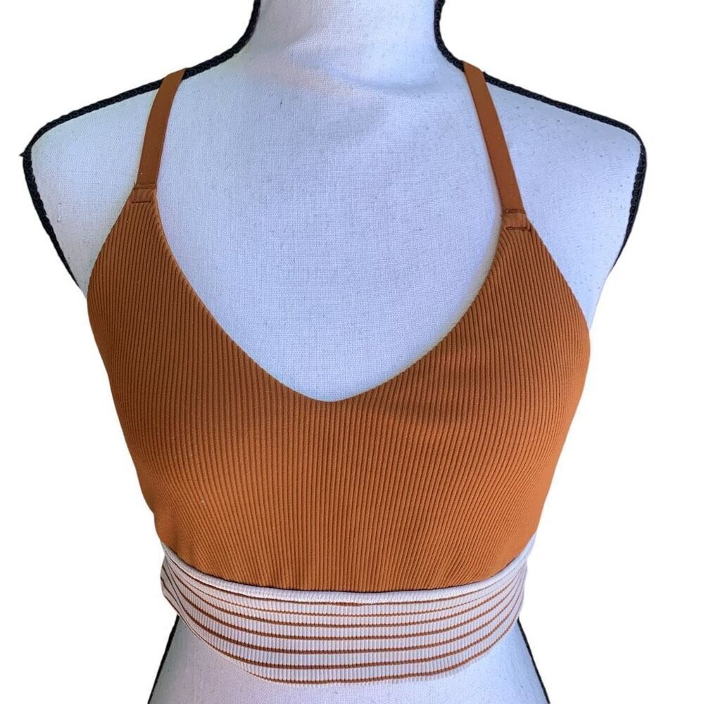 Offline by Aerie Ribbed Scoop Stretchy Sportsbra Orange Medium Support Medium - Picture 4 of 11